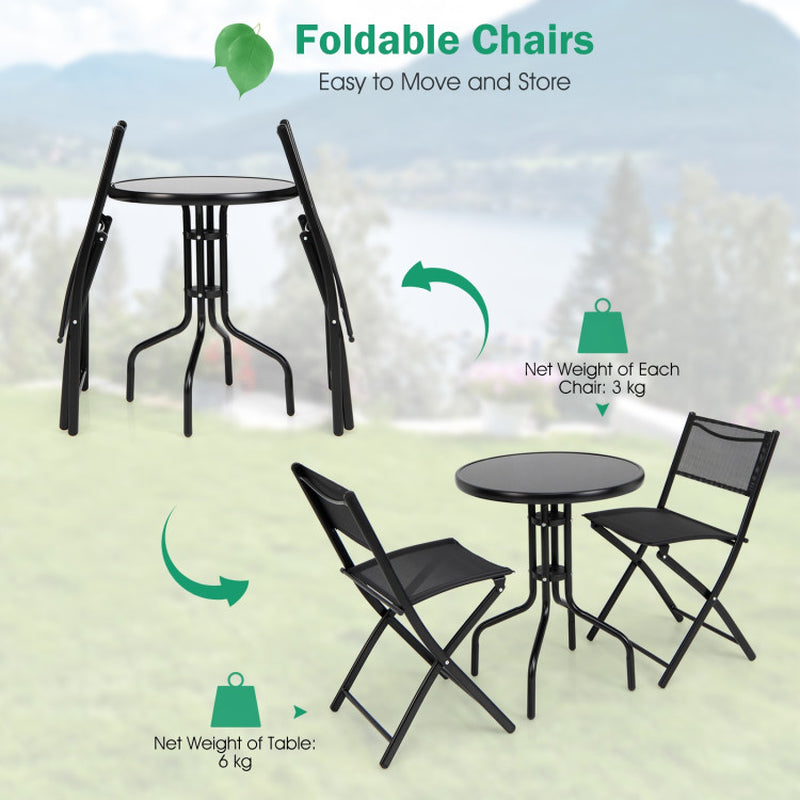 3 Pieces Folding Bistro Table Chairs Set for Indoor and Outdoor-4