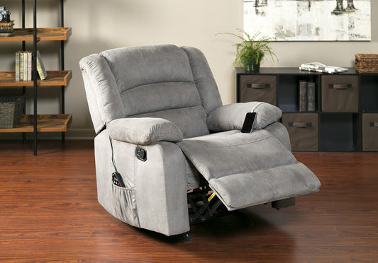 Longstreet Rocker Recliner with Massage, Heat and Dual USB Ports, 38.5D X 36W X 39.5H In, Gray-1