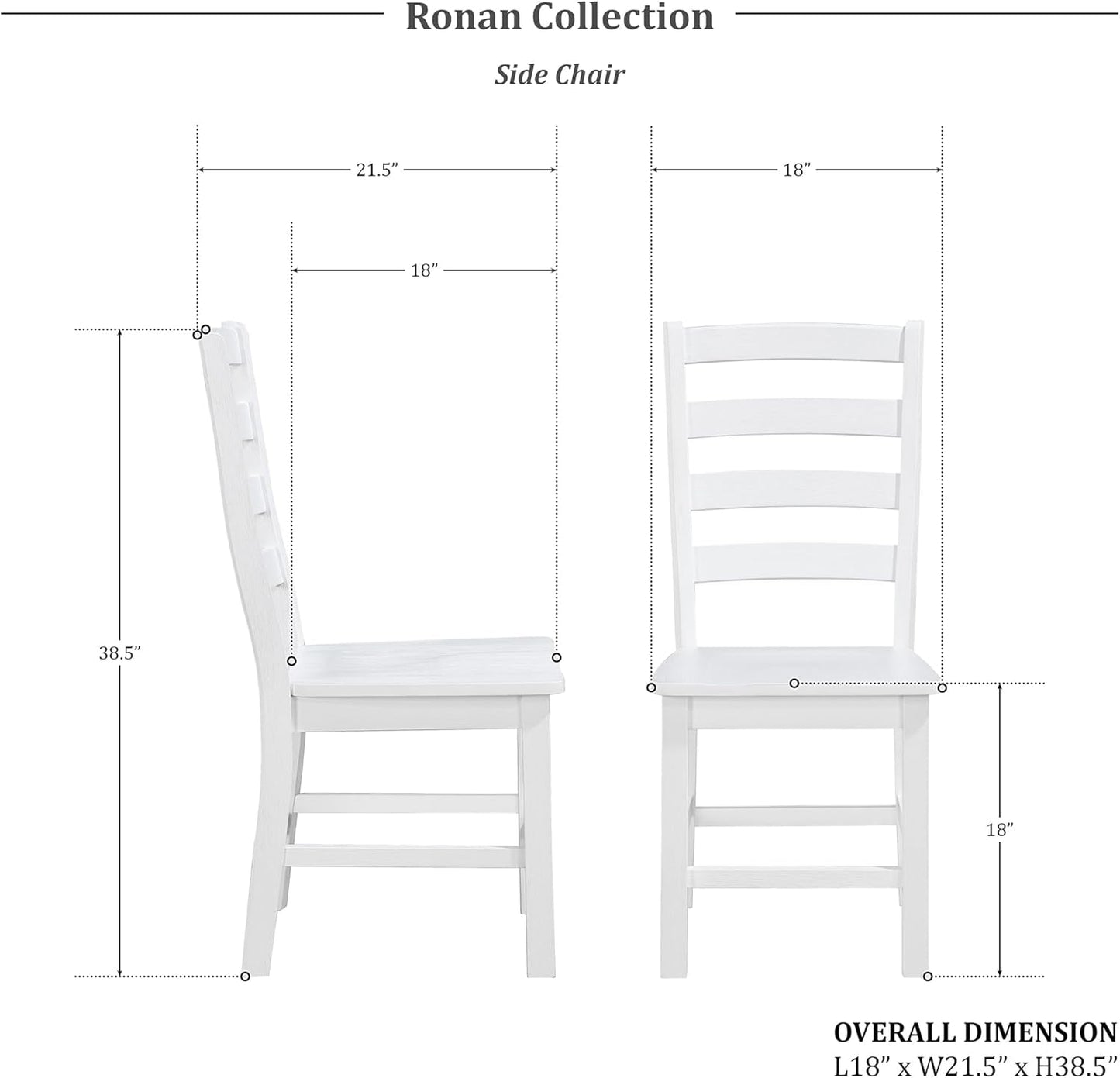 Dining Chairs Set of 2, Dining Chairs with Solid Wood Legs and Footrest, High Ladder Back Farmhouse Dining Chairs, Wooden Dining Room Chairs, White-1