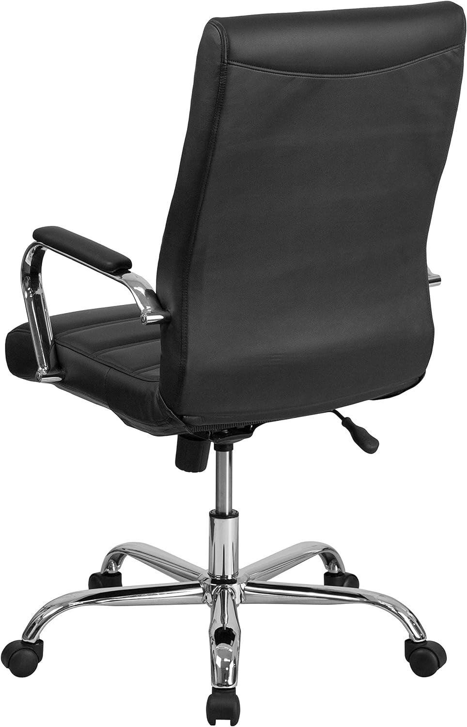 Whitney High-Back Swivel Leathersoft Desk Chair with Padded Seat and Armrests, Adjustable Height Padded Office Chair, Black/Chrome-4
