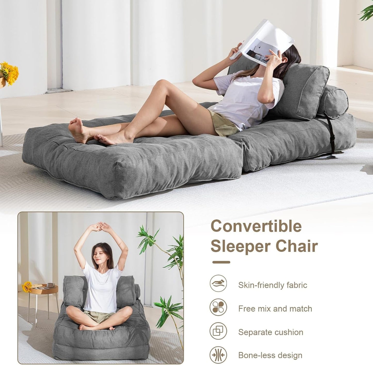 Portable Folding Couch Bed with Pillow-4
