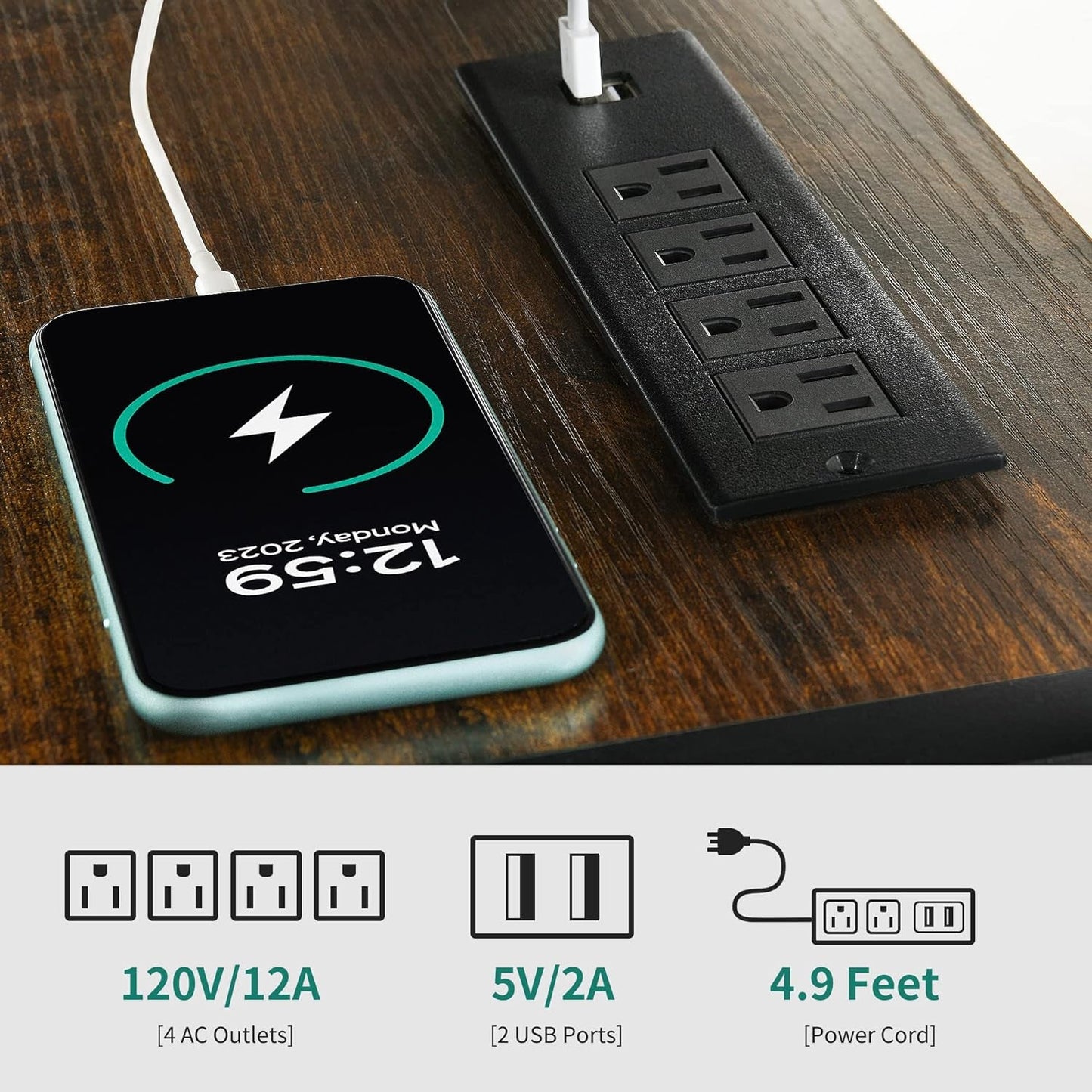 LED Television Stands W/Power Outlets for 70/65 Inch, Modern Industrial TV Stand, Entertainment Center W/Open Storage, Entertainment Center for 360Lbs for Living Room, Retro Brown-4