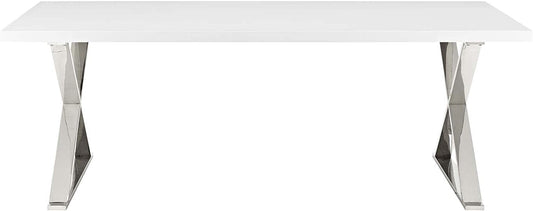 Modway Sector Modern Dining Table, White Silver-1