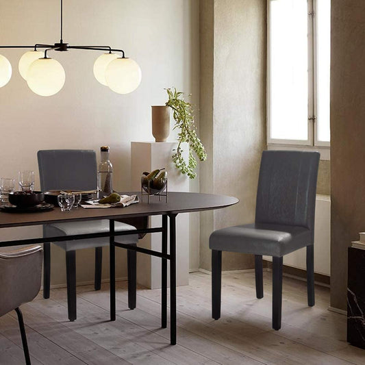 Modern PU Leather Kitchen Chairs (Set of 4, Grey)-1