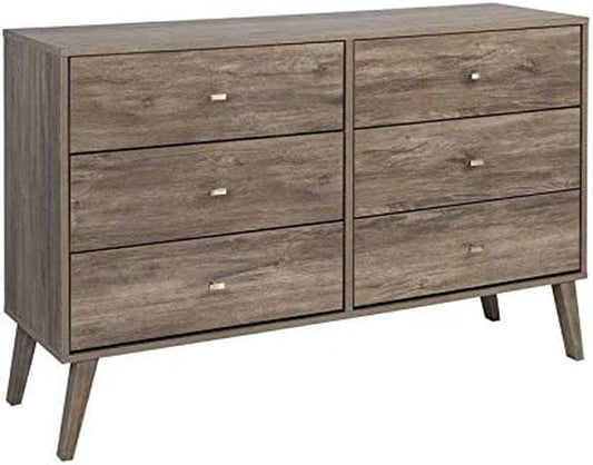 Mid-Century 6-Drawer Dresser, Drifted Gray-1