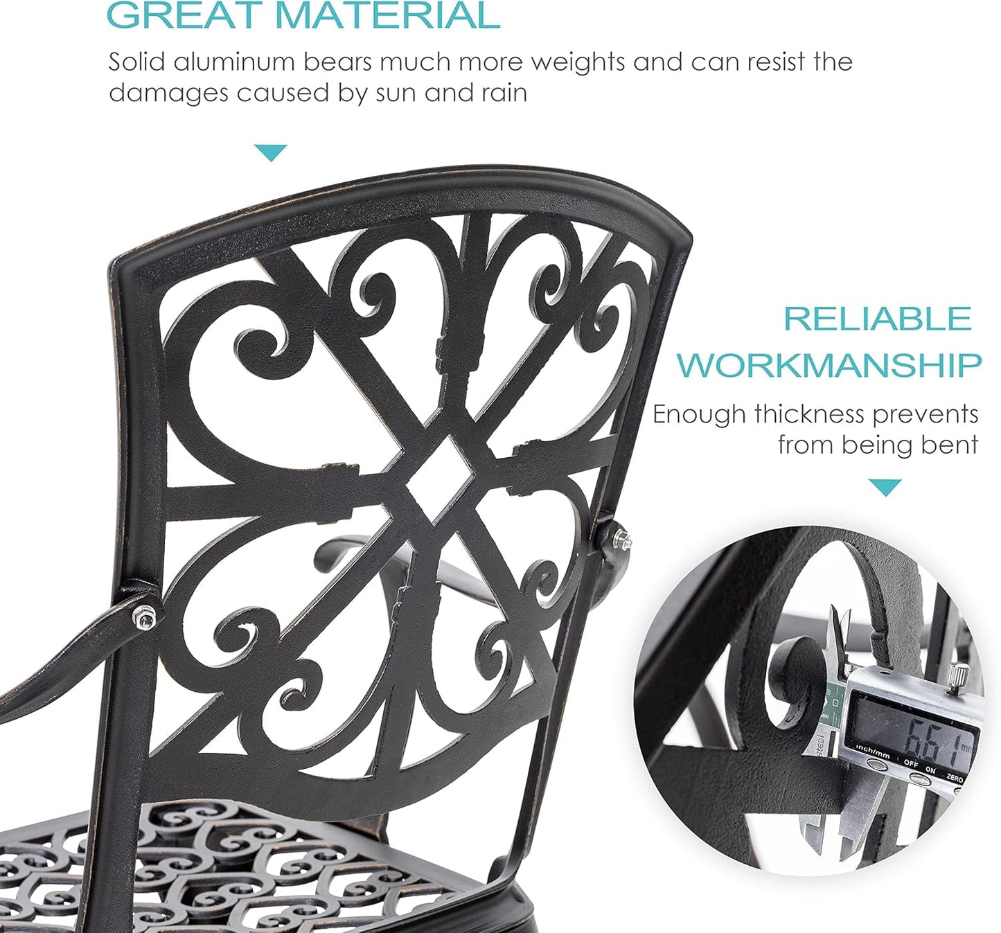 Black Rustproof Bistro Set Umbrella Hole-4