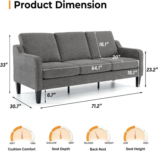 Loveseat Sofa Set for Living Room, Mid-Century Modern Couch and Love Seat Set,53" Loveseat+71" Small Couch for Bedroom Sofa Furniture for Small Spaces Apartment (Light Grey)-1
