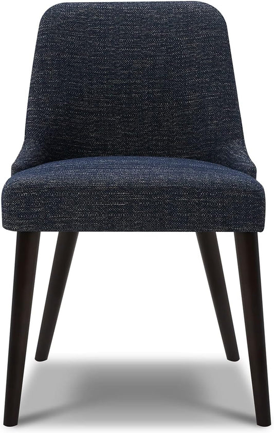 Mid-Century Modern Dark Blue Fabric Accent Chair, Set of 2-1