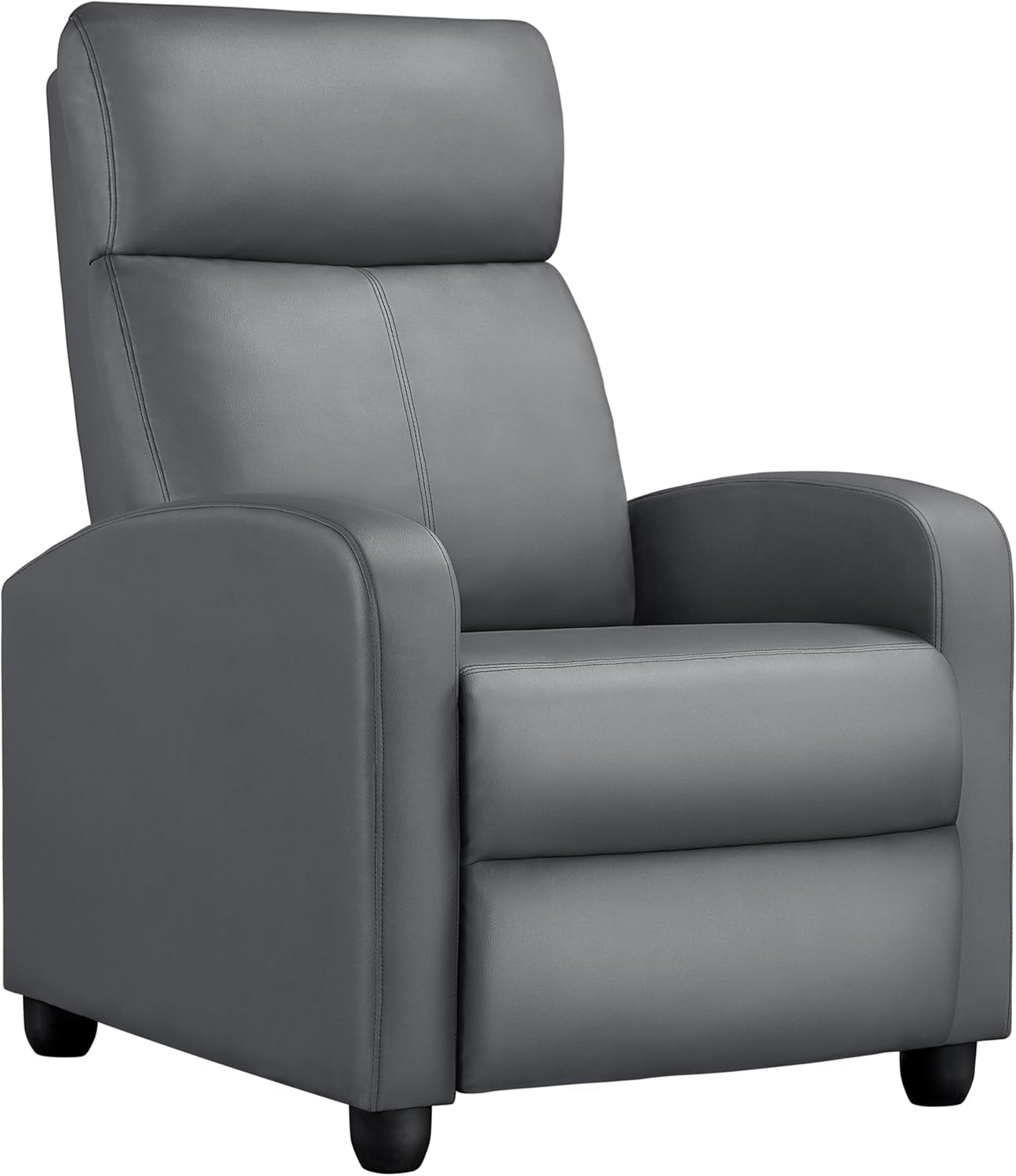 Recliner Chair PU Leather Recliner Sofa Home Theater Seating with Lumbar Support Overstuffed High-Density Sponge Push Silver Gray Recliners-0