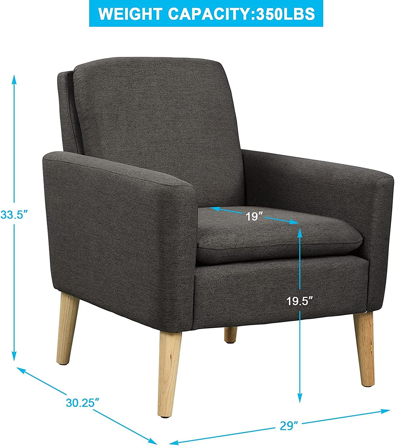 Comfy Modern Black Accent Armchair for Living Room-4