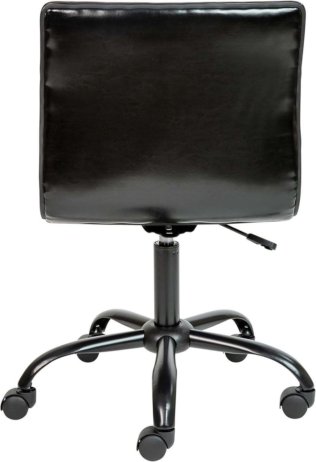 Alan Office Task Chair - Black Vinyl - Black Frame - Armless - Ribbed Back and Seat - Low Back Design-4