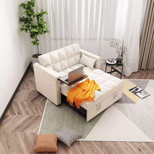 Multi-Functional Velvet Sleeper Sofa with Hidden Table-1