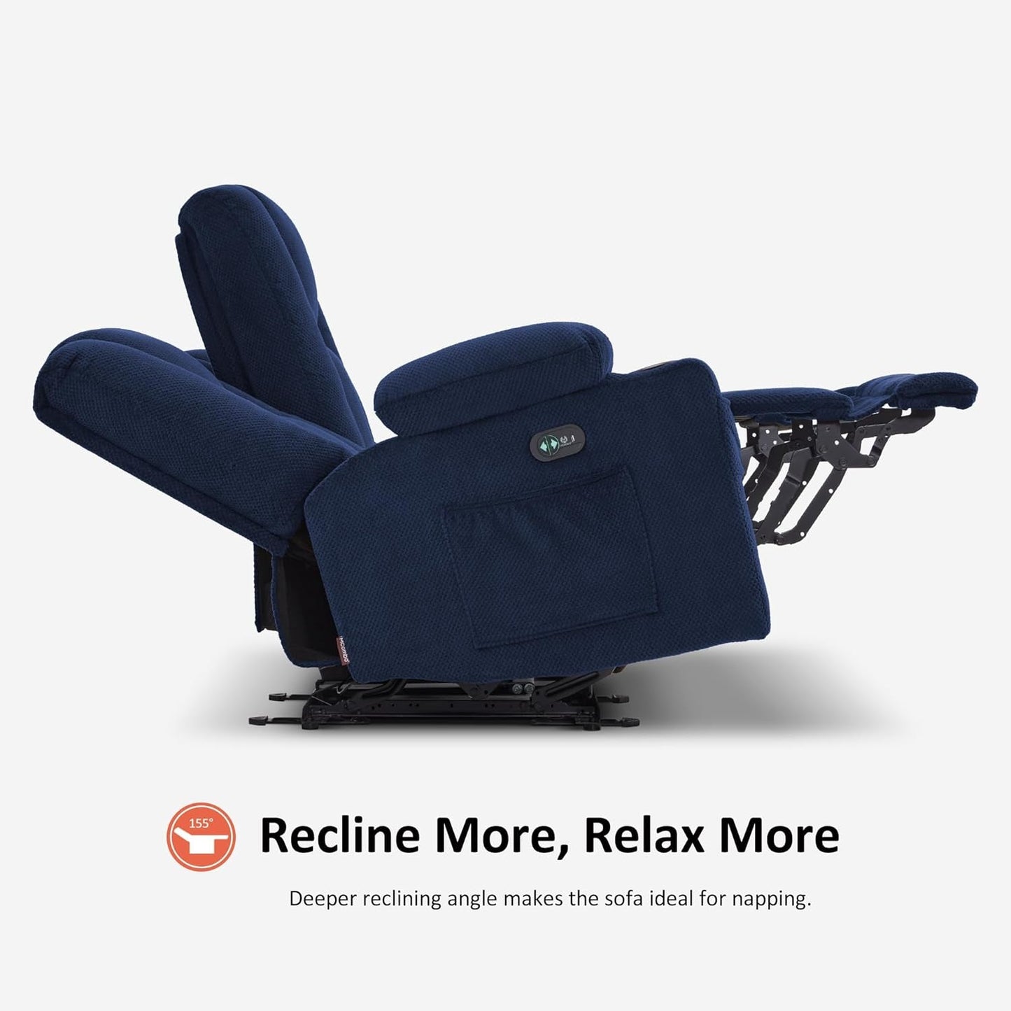 Power Reclining Sofa with Heat and Vibration,Usb Ports, Cup Holders,3-Seat Dual Recliner Sofa for Living Room 6015 (Navy Blue)-4