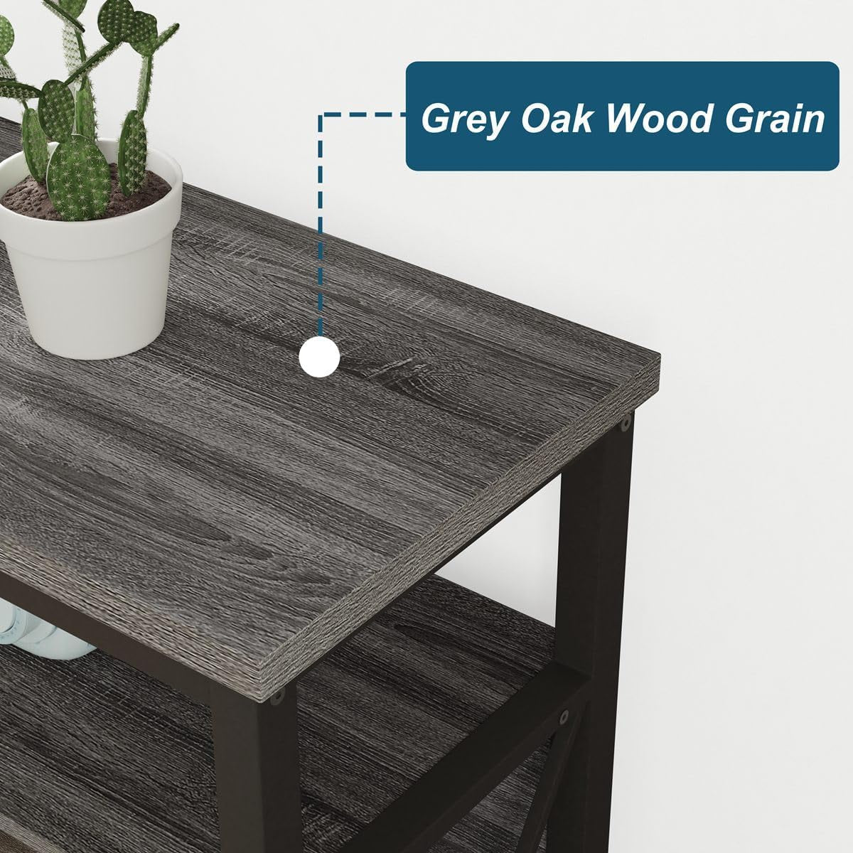 Tall TV Stand for Tvs up to 65 Inch, Industrial Entertainment Center with Storage Cabinet, Rustic Wood Media Console Table for Living Room and Bedroom (32 Inch High, Grey Oak)-4