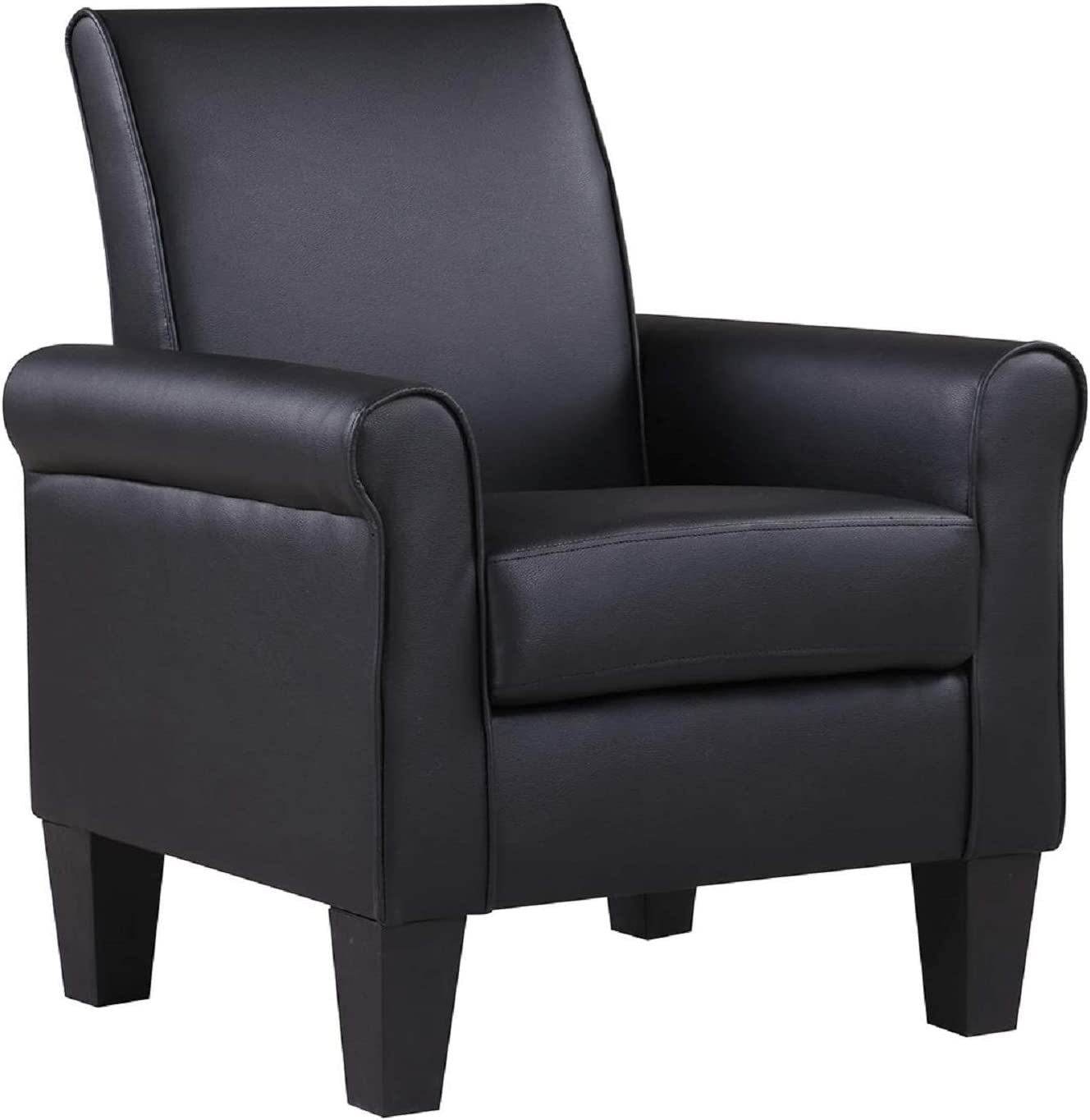 Black Faux Leather Accent Chair for Living Room-3