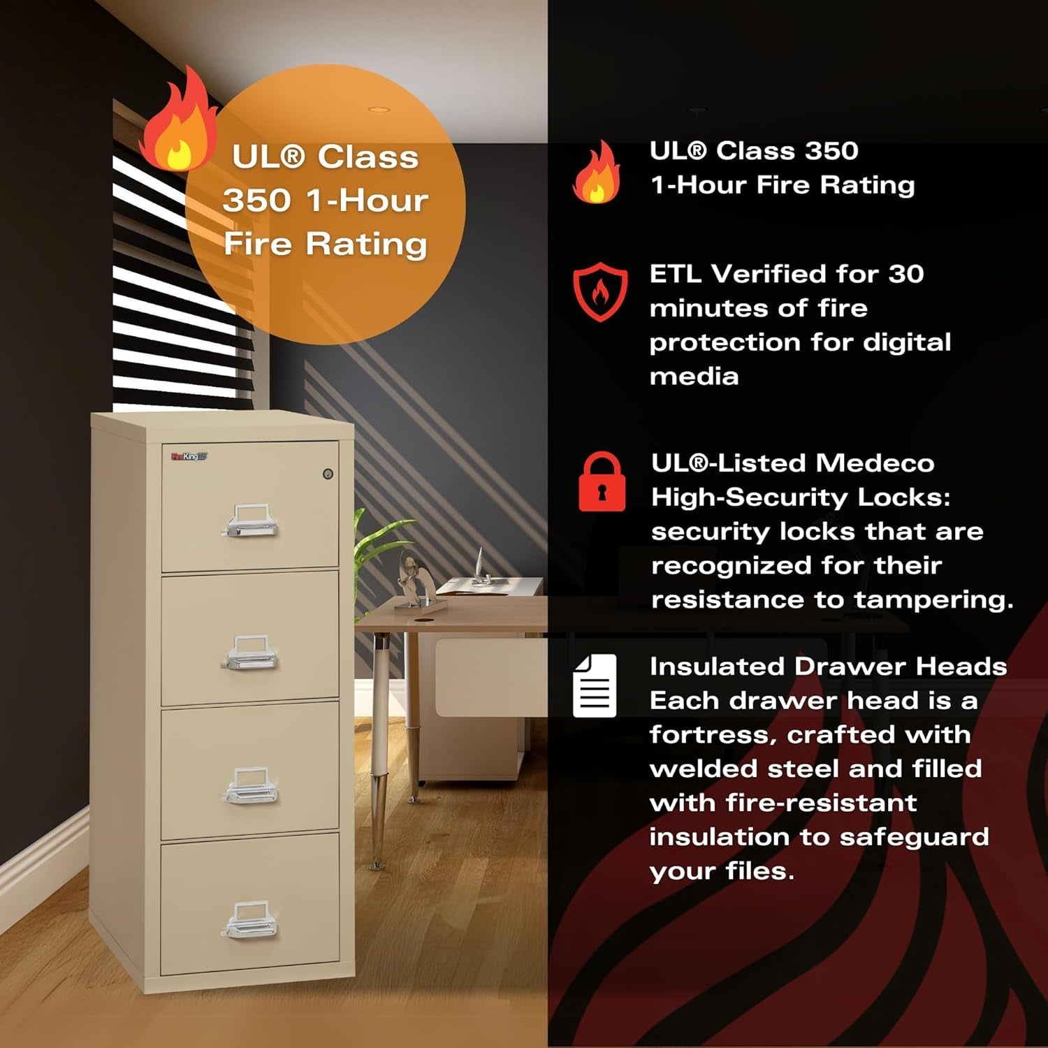 Parchment 4 Drawer Fire Safe Legal File-3