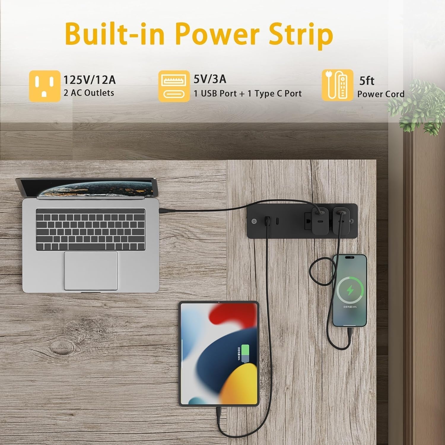 L Shaped Computer Desk with Power Outlets, 47 Inch Gaming Desk, Small Desk Corner Desk with Reversible Shelves, Study Desk Writing Desk for Home Office Bedroom, Work from Home, Gray-3