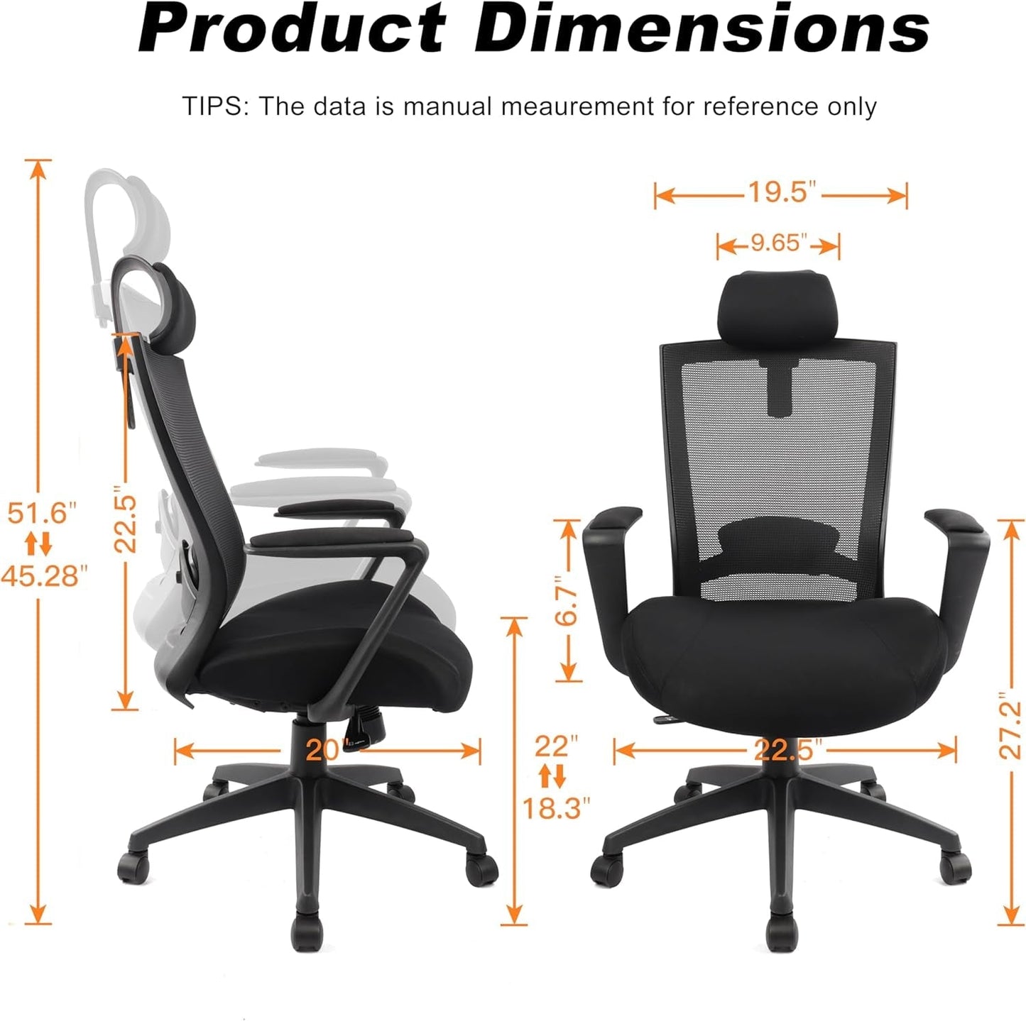Ergonomic Office Chair for Big and Tall People, 400Lb Computer Desk Chair with Adjustable 2D Headrest, Lumbar Support & Armrests, 5 Inch Thick Foam Cushion Seat, Mesh Rolling Chair for Work & Gaming-2