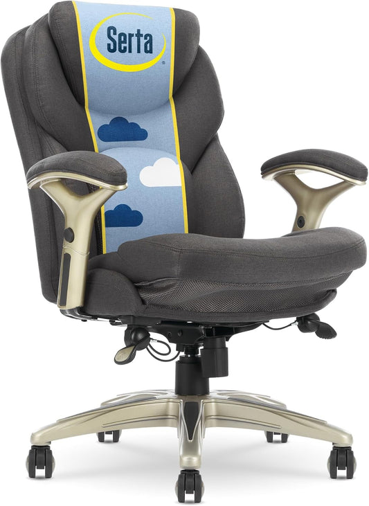 Claremont Ergonomic Executive Office Chair with Back in Motion Technology, Adjustable Mid Back Desk Chair with Lumbar Support, Fabric, Dark Gray-0