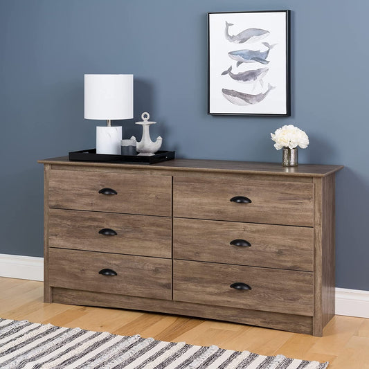 Rustic Brown Fabric Dresser with 9 Drawers and Wood Top-0