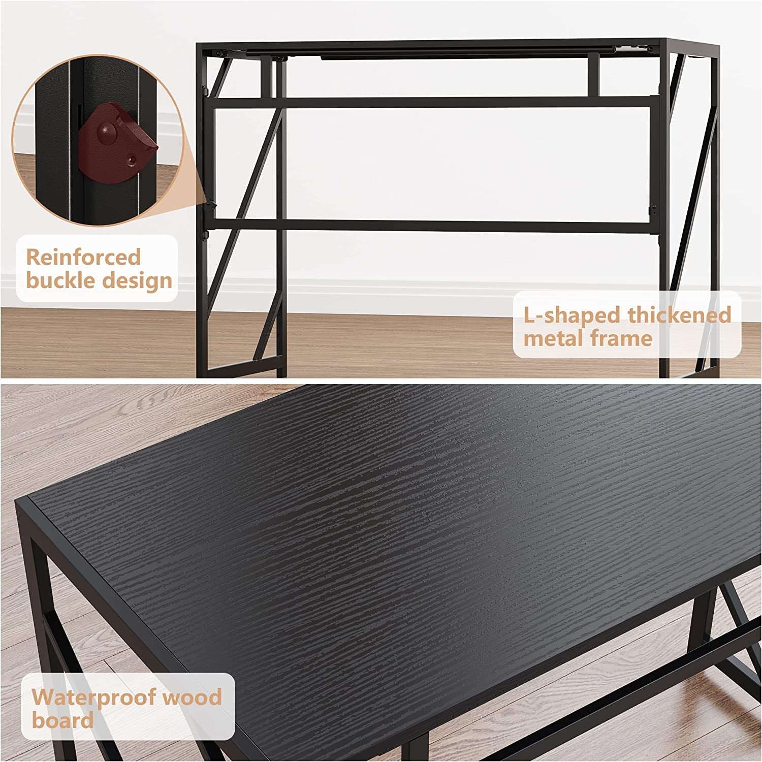 No Assembly Folding Desk for Small Spaces-4
