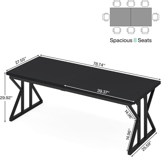 78.7-Inch Executive Desk, Large Computer Office Desk Workstation, Modern Simple Style Laptop Desk Study Writing Table Business Furniture for Home Office (Black, 78.7 Inch)-1