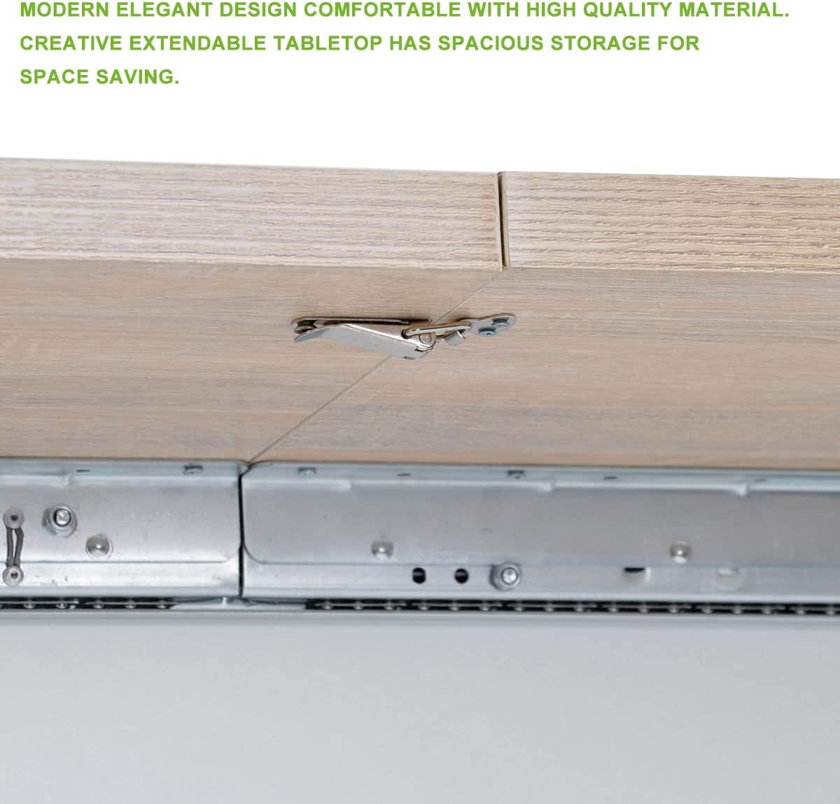 Extensible Dining Table for 4-8P, Wooden Top-4