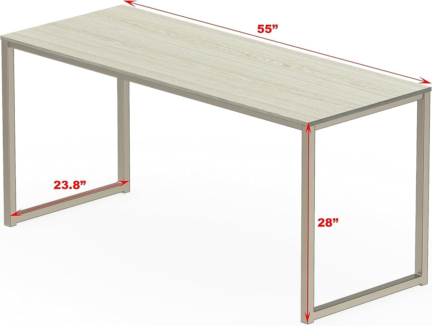 Home Office 55-Inch Computer Desk, 24" Deep, Maple-2