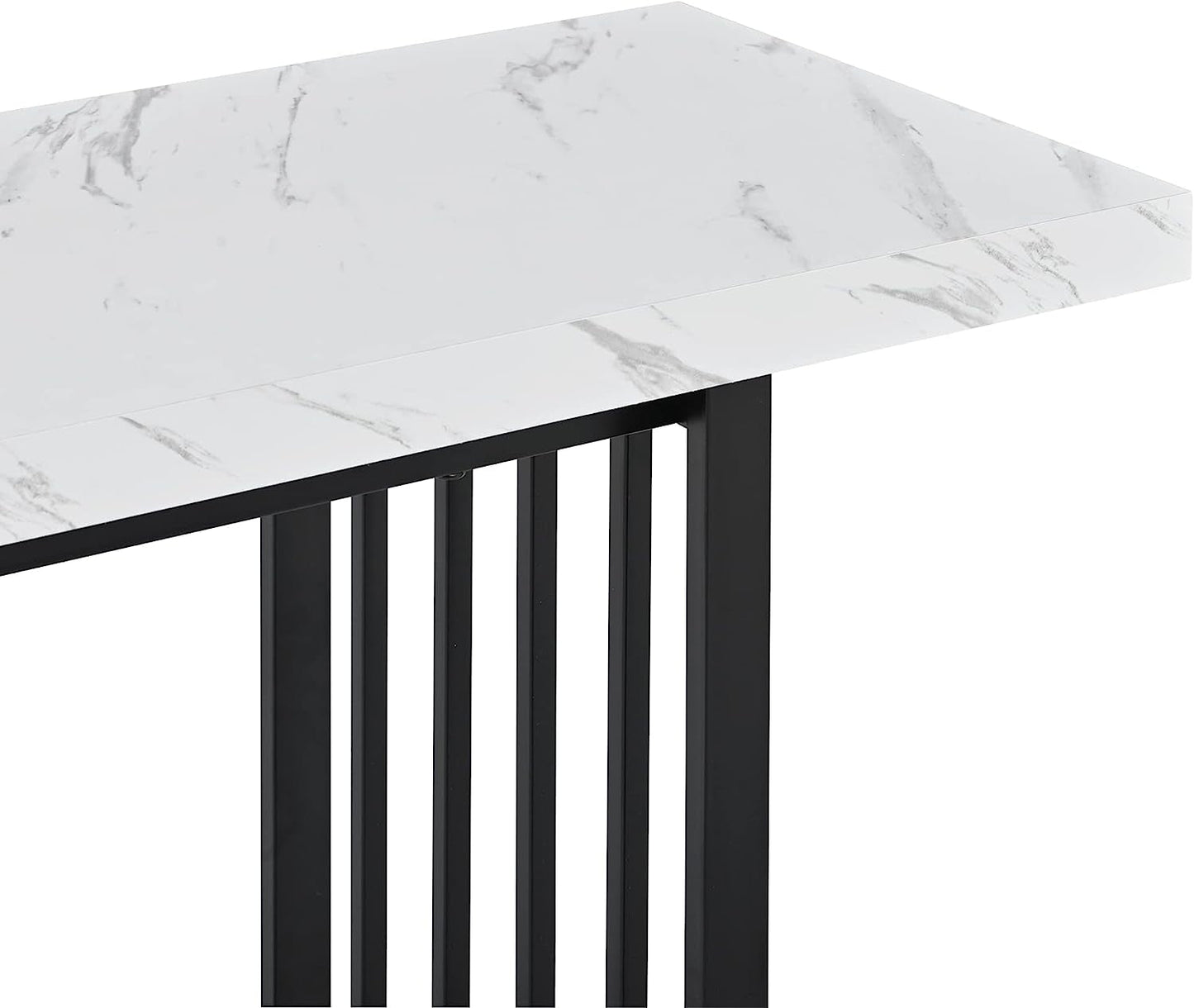 Contemporary Marble Top Console Table with Storage Shelf-4