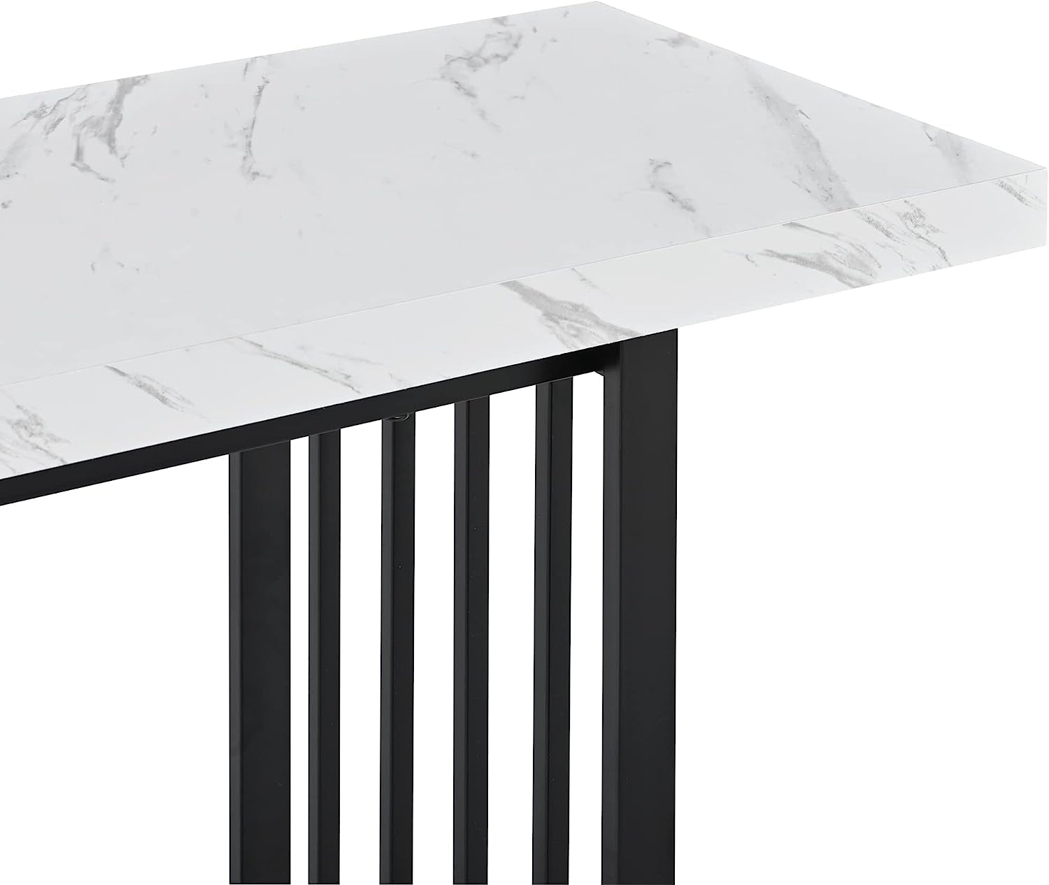 Contemporary Marble Top Console Table with Storage Shelf-4