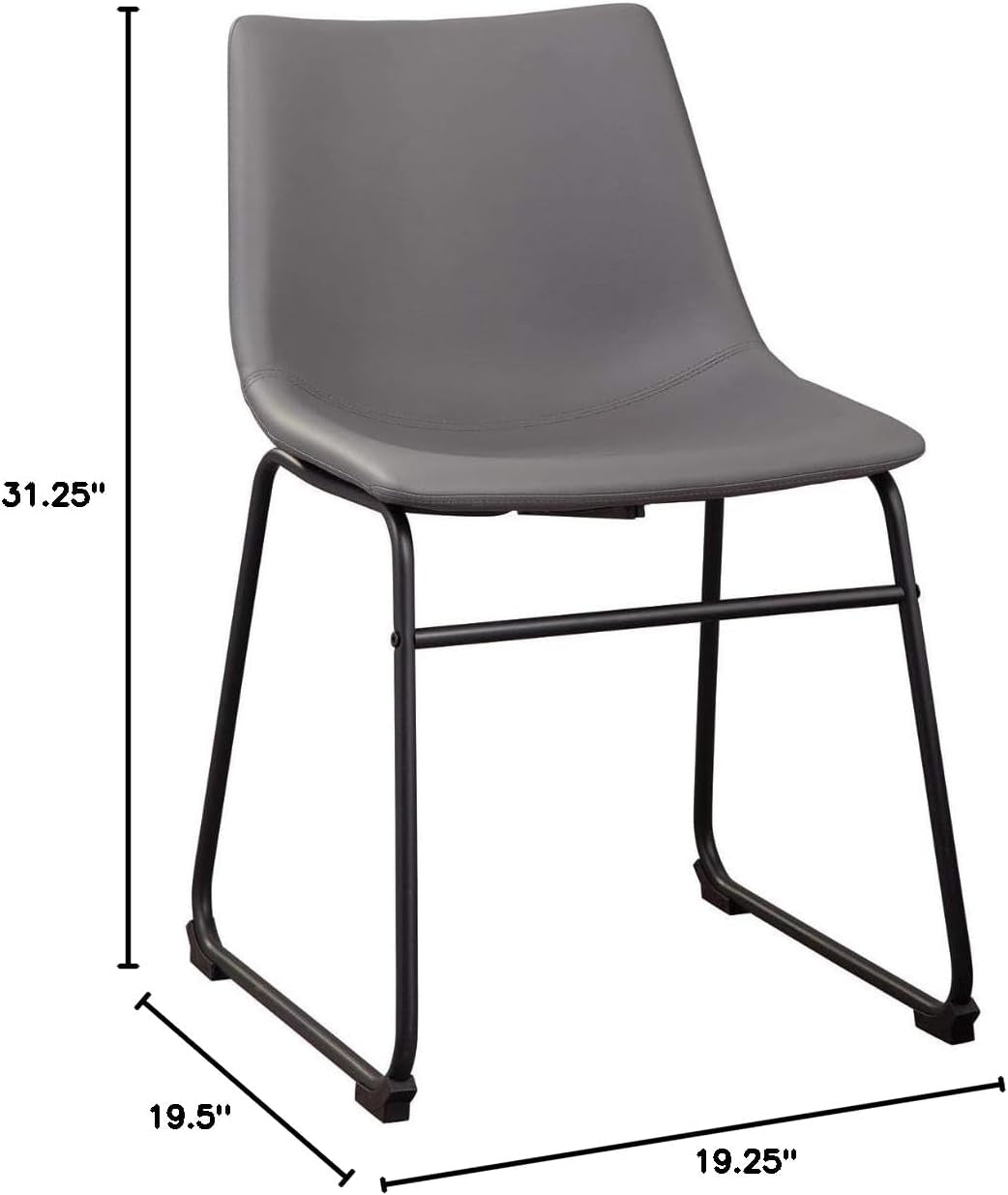 Centiar Urban Industrial 19" Faux Leather Bucket Dining Chair, 2 Count, Gray-2