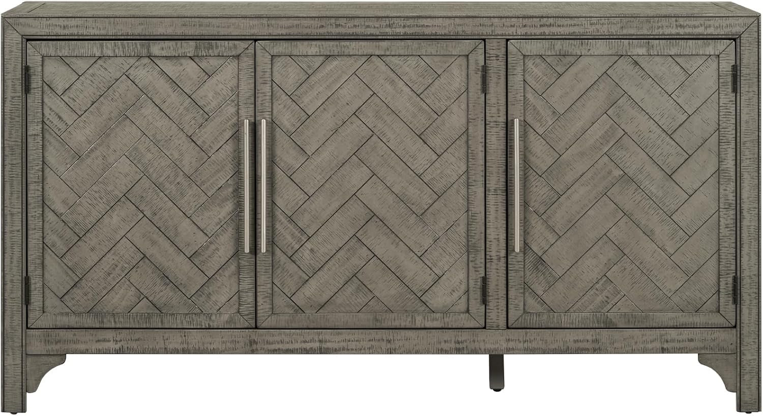 Modern Wood Buffet Sideboard with 3 Doors, Farmhouse Free Standing Storge Cabinet Console Table for Living Room Dinning Room Hallway Gray-3