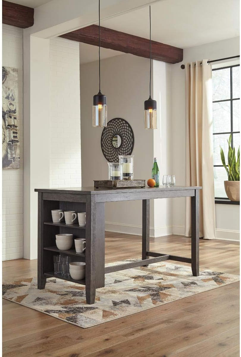 Caitbrook Rustic Counter Height Dining Table with Storage, Dark Gray-3