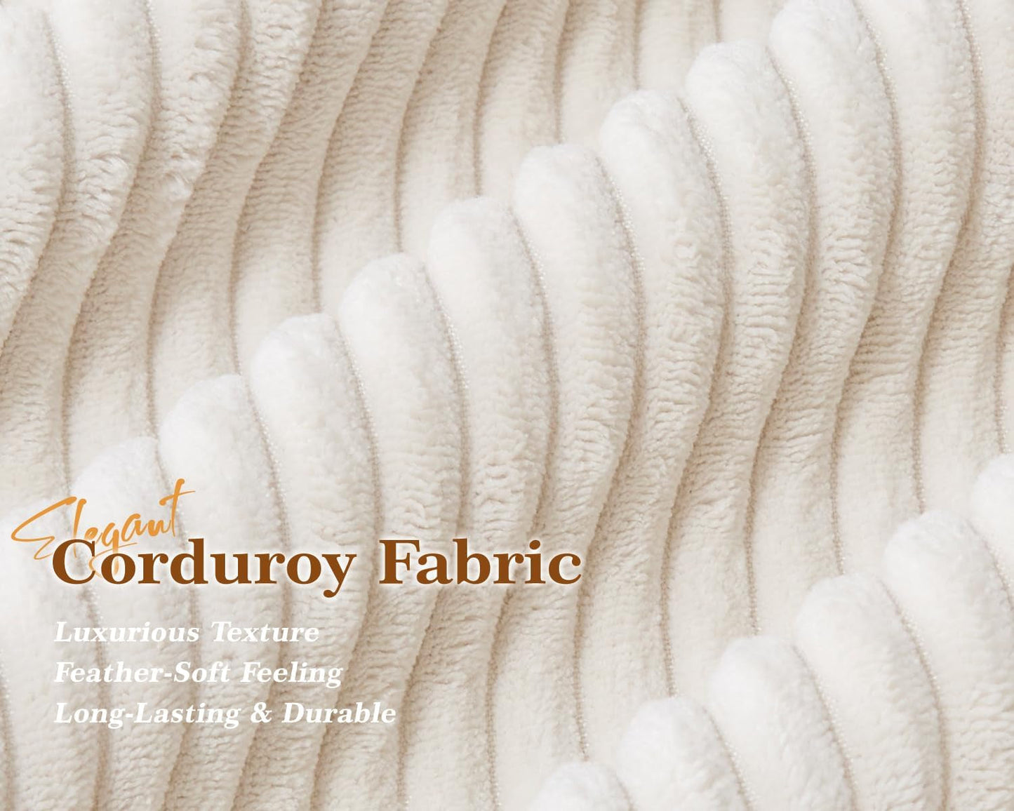 3 Seater Sofa Couch with Deep Seats, 89" Mid Century Modern Upholstered Sofa, Comfy Corduroy Sofas with Armrests, Couches for Living Room, Bedroom, Apartment and Office (Beige)-4