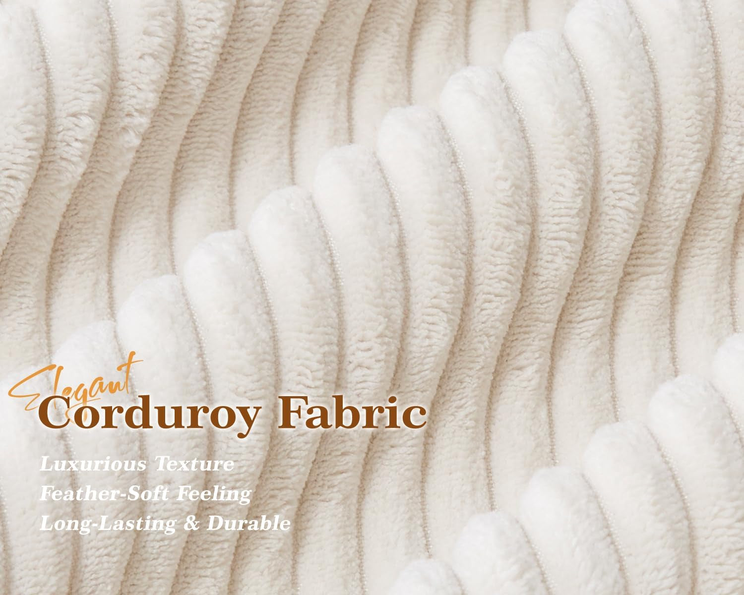 3 Seater Sofa Couch with Deep Seats, 89" Mid Century Modern Upholstered Sofa, Comfy Corduroy Sofas with Armrests, Couches for Living Room, Bedroom, Apartment and Office (Beige)-4