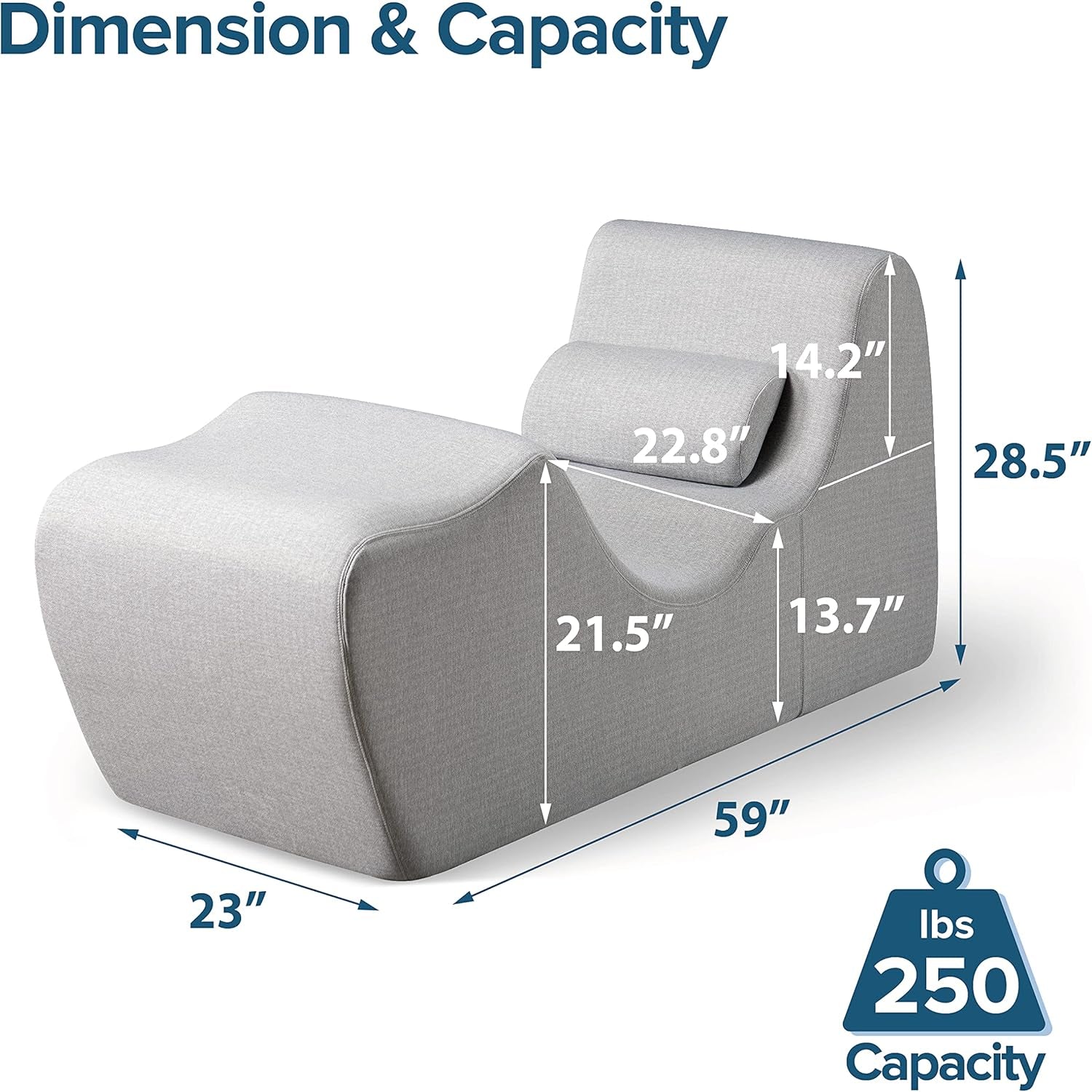 Lotus Zero Gravity Chaise Lounger, Foam Recliner for Living Room, Ergonomic Positioning for Better Relaxation, Pillow Included, No Assembly, Light Grey-1