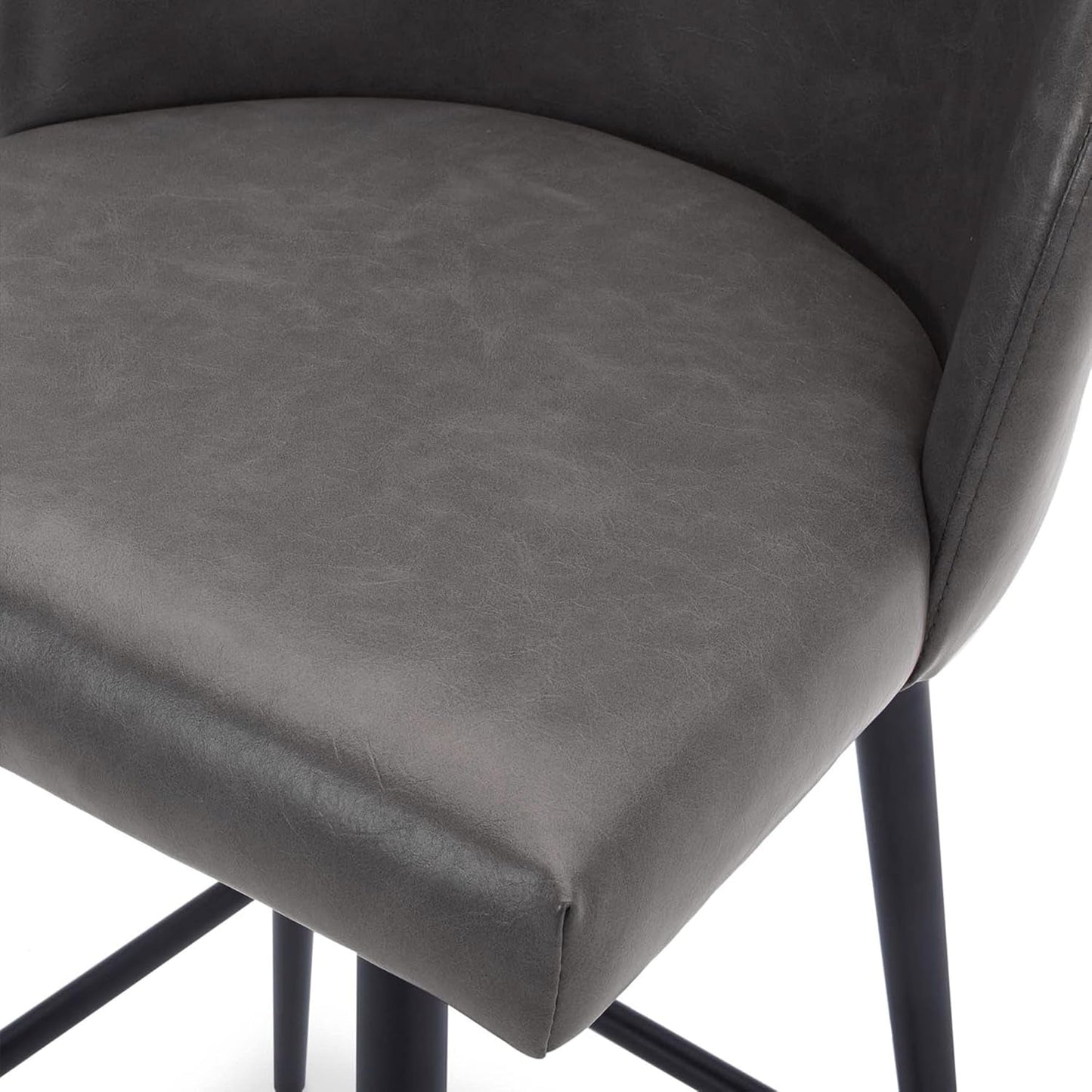 Counter Height Bar Stools Set of 3, 360° Swivel Upholstered Barstools with Backs and Metal Legs, 26" H Seat Height, Faux Leather in Grey-4