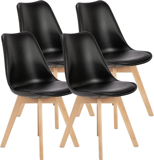 Mid-Century Modern PU Leather Dining Chairs, Set of 4-1