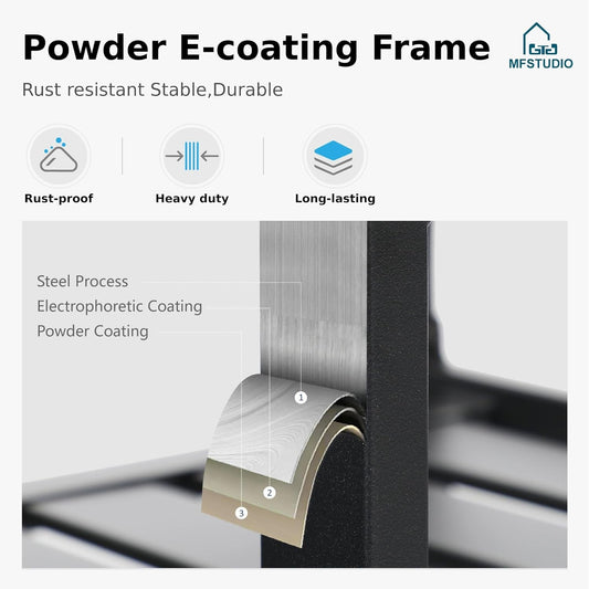 9-Piece Metal Outdoor Patio Dining Furniture Set with 6 Padded Sling Swivel Chairs and 1 Expandable Outdoor Dining Rectangle Table, Blue-1