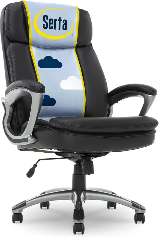 Fairbanks Big and Tall High Back Executive Office Ergonomic Gaming Computer Chair with Layered Body Pillows, Contoured Lumbar Zone, Black-0