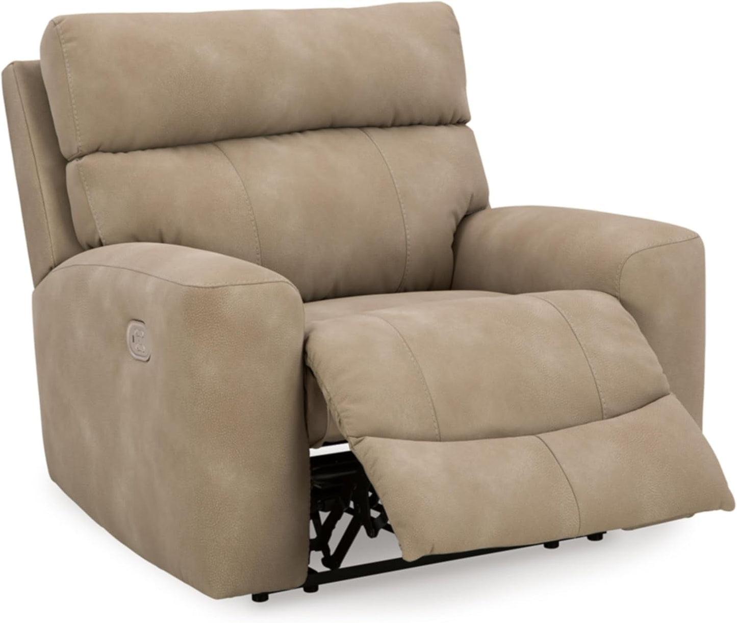Next-Gen Durapella Contemporary Faux Leather Wall Hugger Power Recliner with Adjustable Headrest and USB Ports, Light Brown-2