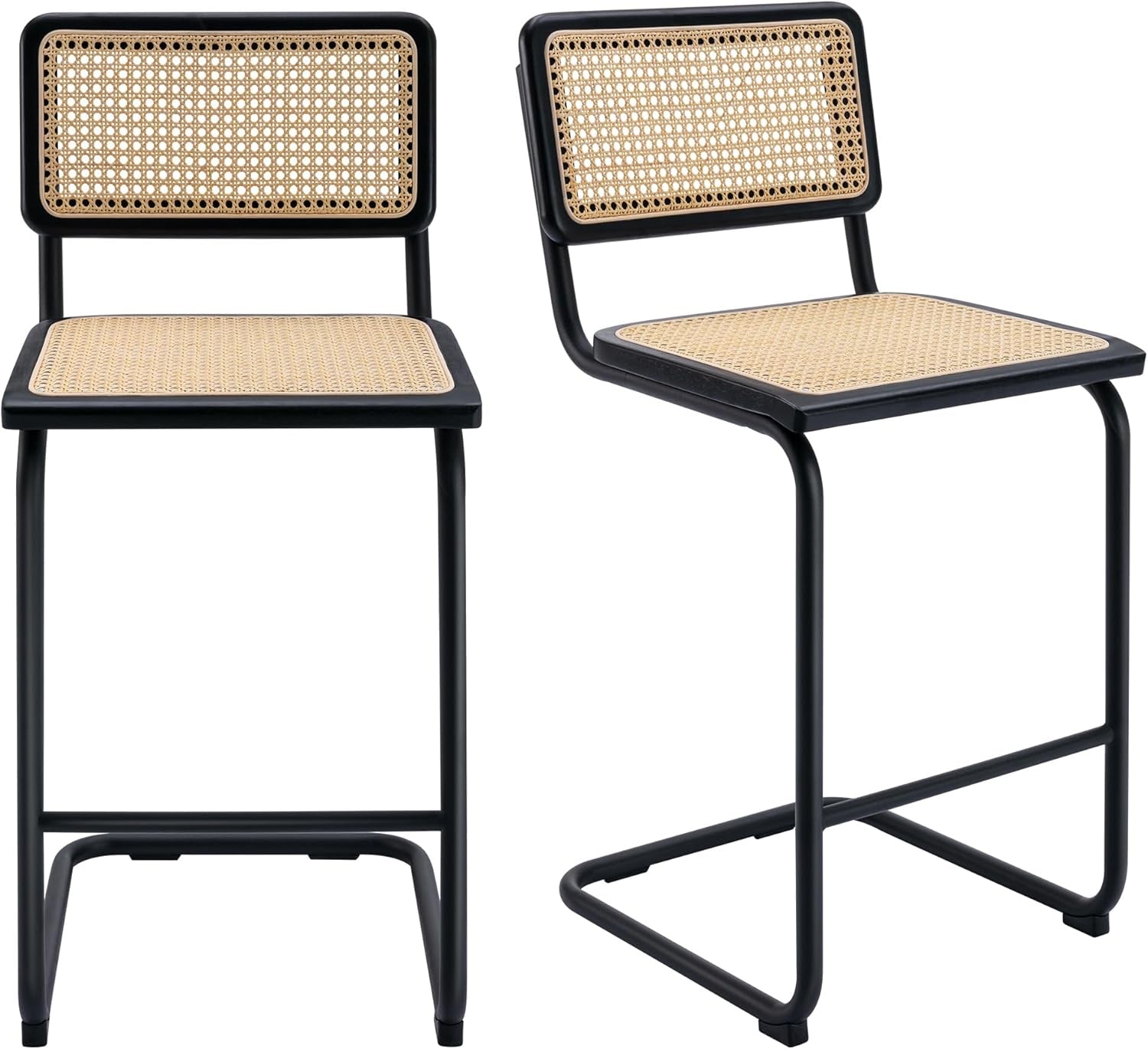 Black Rattan Counter Stools with Cane (Set 4)-3