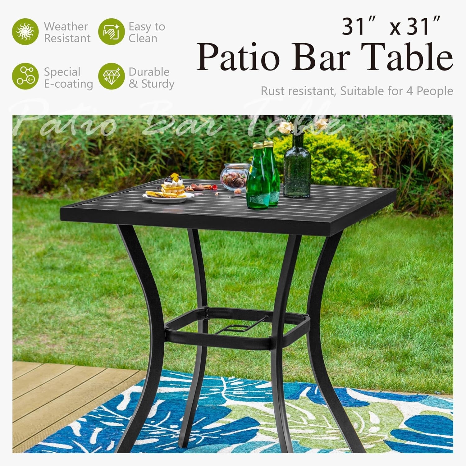 Swivel Chair Counter Height Outdoor Bar Set-4