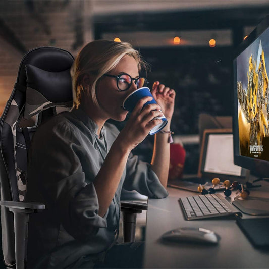 Ergonomic Office Chair PC Gaming Chair Cheap Desk Chair PU Leather Executive Rolling Swivel Chair Computer Lumbar Support for Women, Men-1