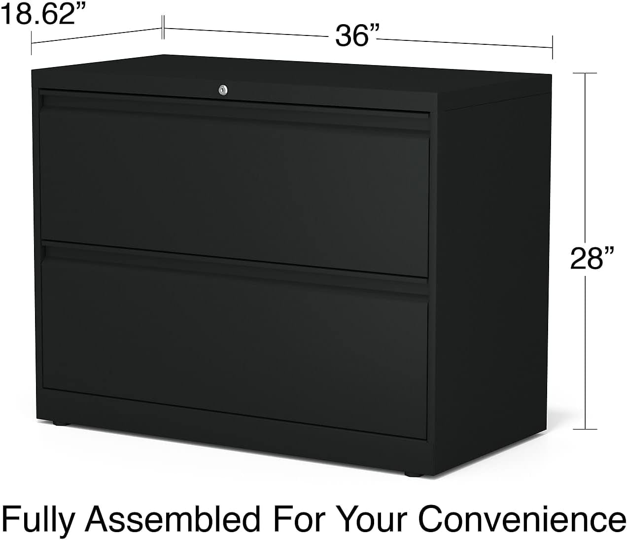 870395 Branded Commercial 36-Inch Wide 2-Drawer Lateral File Cabinet Black-2