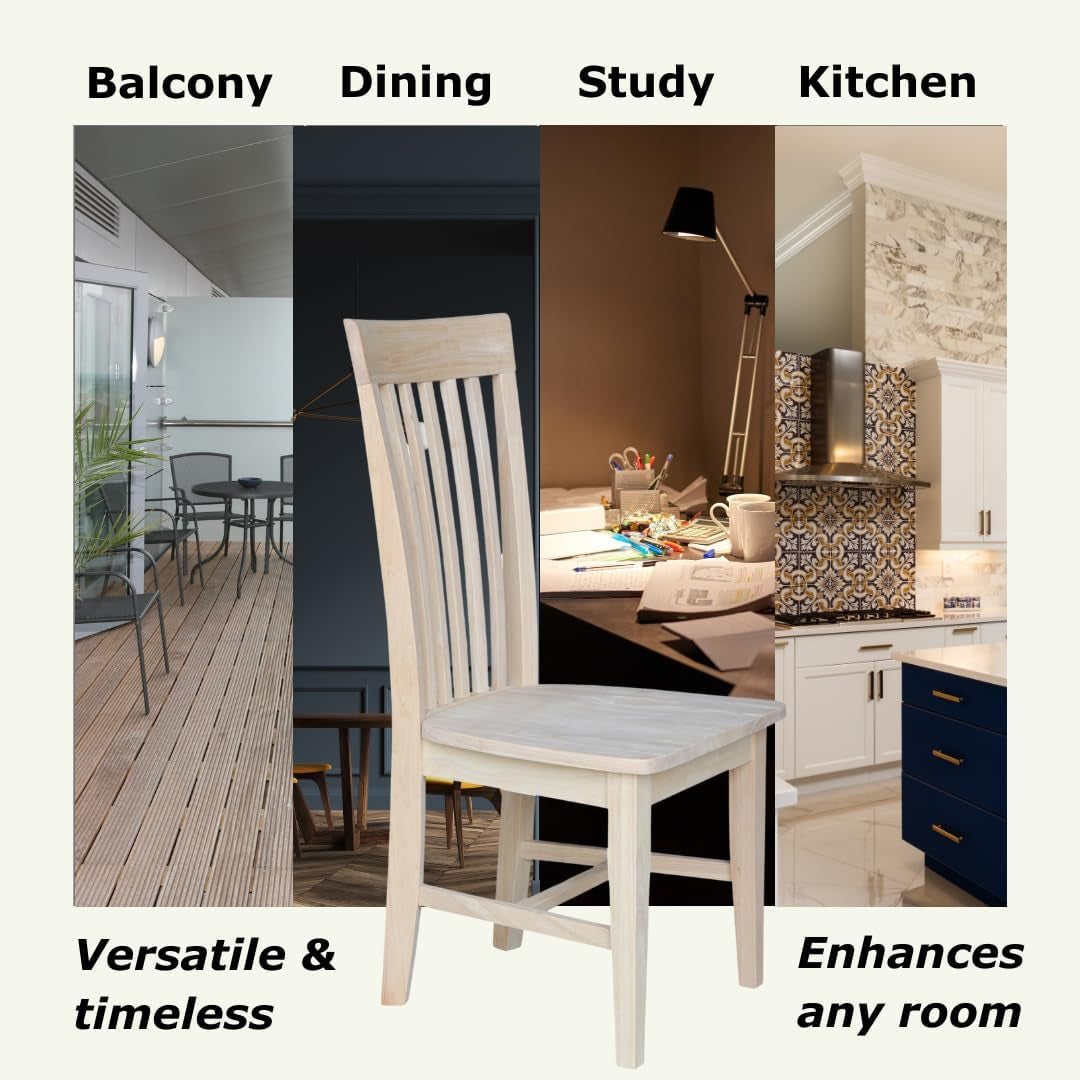 Set of 2 Tall Mission Dining Chairs Solid Parawood Sturdy and Long-Lasting, 18.1"W X 22.05"D X 40.16"H, Unfinished-4