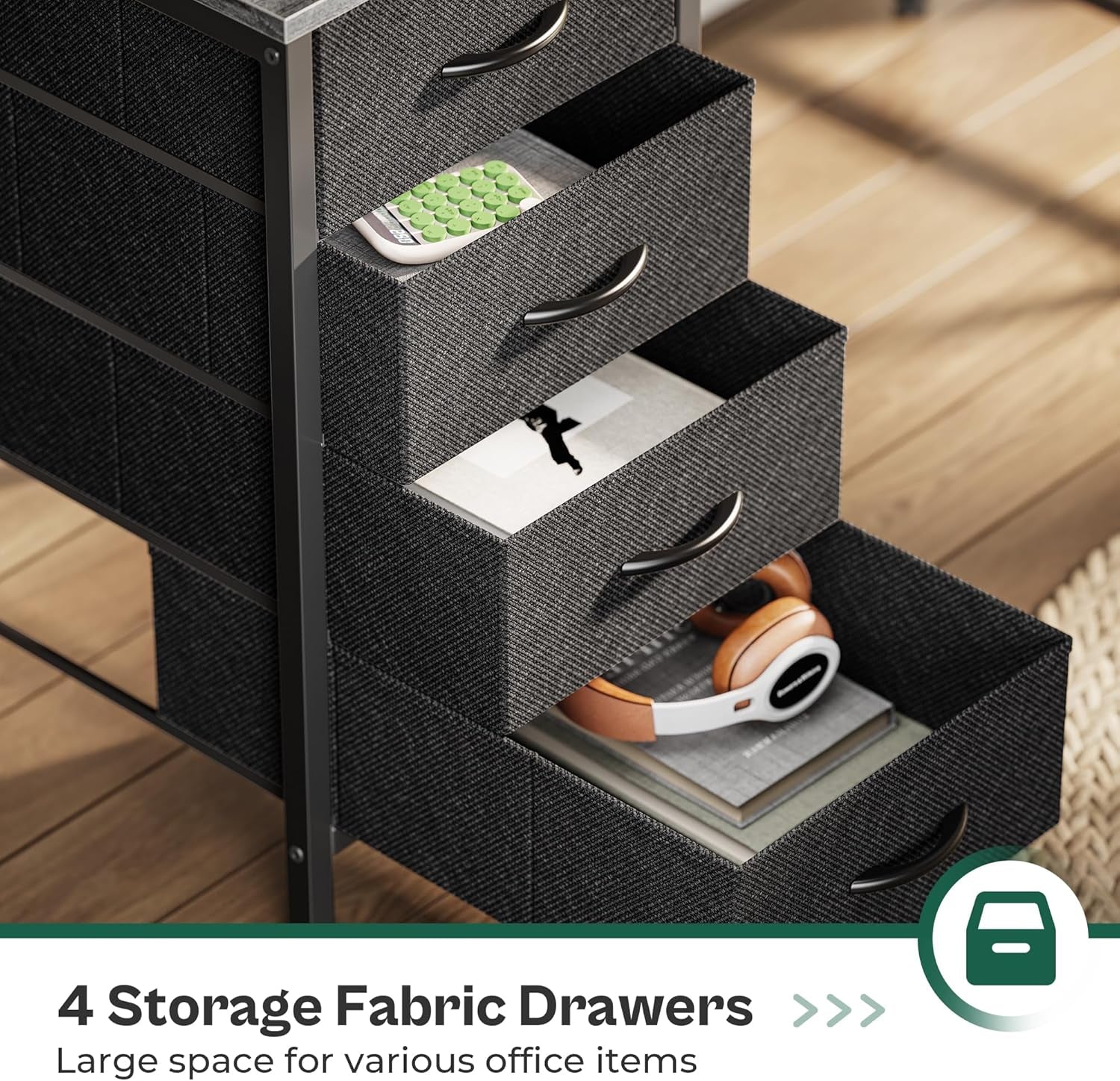 47 Inch Computer Desk with Power Outlets and LED Lights, Gaming Desk with 4 Drawers, Office Desk with Monitor Stand, Study Desk Work Desk for Home Office, Small Spaces, Gray-4