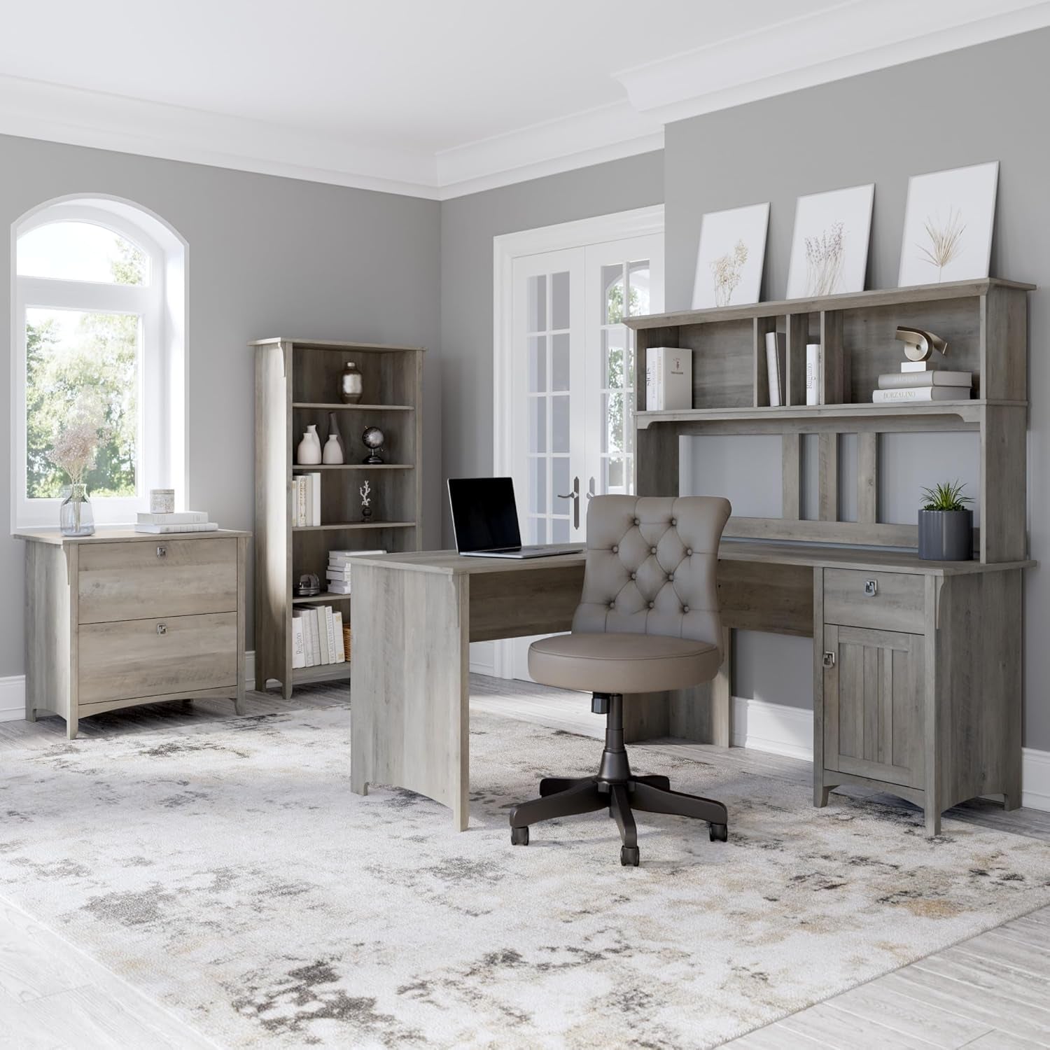 Bush Furniture Salinas 2 Drawer Lateral File Cabinet in Driftwood Gray-2