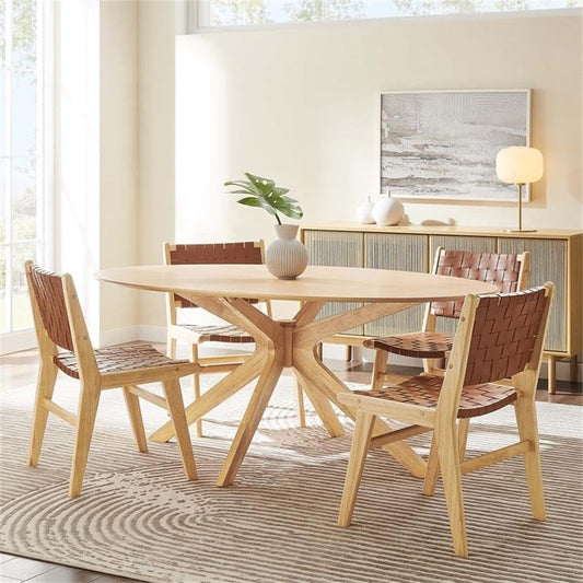 EEI-3849-OAK Crossroads 71" Oval Wood Dining Table, Oak-1