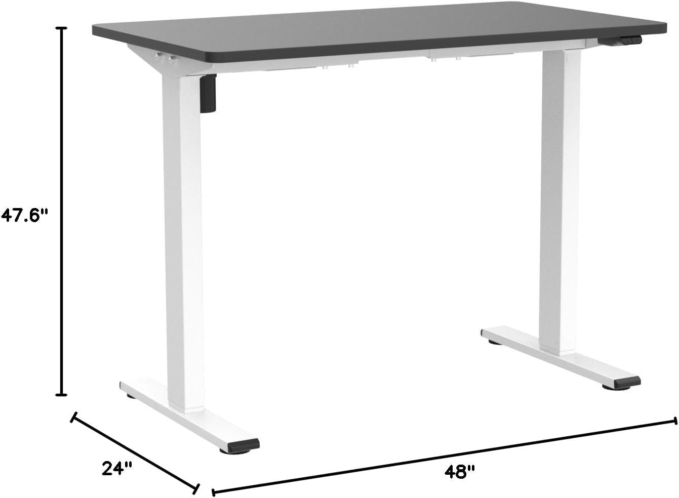EN1 One Piece Standing Desk, 48 X 24 Inch Desktop Electric Adjustable Height Desk Home Office Computer Workstation Sit Stand up Desk (White Frame + Black Top, 2 Packages)-2